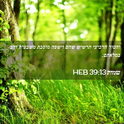 Picture 02 - שמות 39:13 HEB - והטור הרביעי תרשיש שהם - Bible Verse Picture