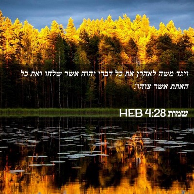 Picture 02 - שמות 4:28 HEB - ויגד משה לאהרן את כל דברי - Bible Verse Picture
