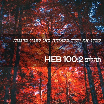 Picture 02 - תהלים 100:2 HEB - עבדו את יהוה בשמחה באו - Bible Verse Picture