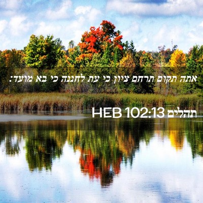 Picture 02 - תהלים 102:13 HEB - אתה תקום תרחם ציון כי עת - Bible Verse Picture