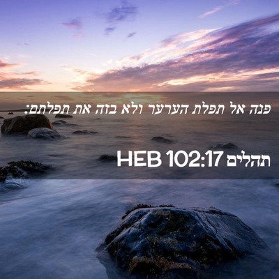 Picture 02 - תהלים 102:17 HEB - פנה אל תפלת הערער ולא בזה - Bible Verse Picture