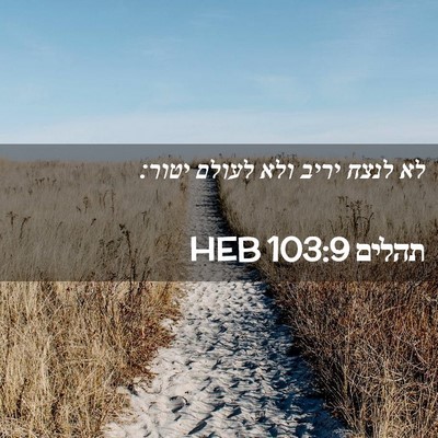 Picture 02 - תהלים 103:9 HEB - לא לנצח יריב ולא לעולם - Bible Verse Picture
