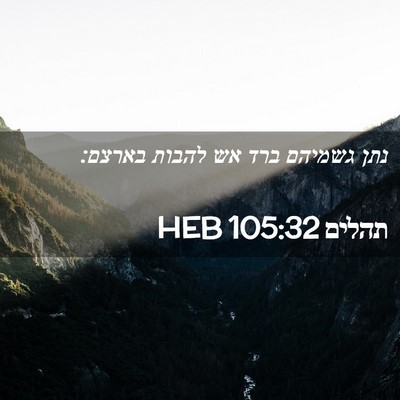 Picture 02 - תהלים 105:32 HEB - נתן גשמיהם ברד אש להבות - Bible Verse Picture