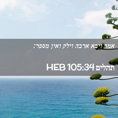 Picture 02 - תהלים 105:34 HEB - אמר ויבא ארבה וילק ואין - Bible Verse Picture