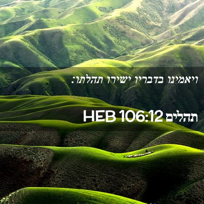 Picture 02 - תהלים 106:12 HEB - ויאמינו בדבריו ישירו - Bible Verse Picture