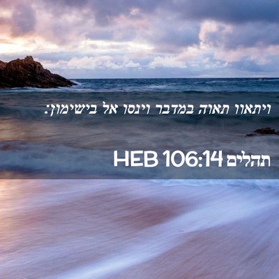 Picture 02 - תהלים 106:14 HEB - ויתאוו תאוה במדבר וינסו אל - Bible Verse Picture