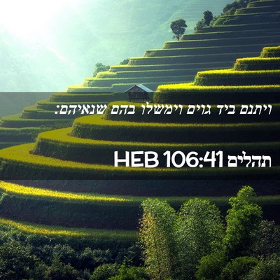 Picture 02 - תהלים 106:41 HEB - ויתנם ביד גוים וימשלו בהם - Bible Verse Picture