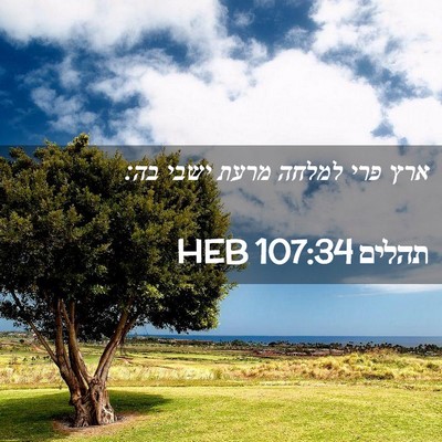 Picture 02 - תהלים 107:34 HEB - ארץ פרי למלחה מרעת ישבי - Bible Verse Picture