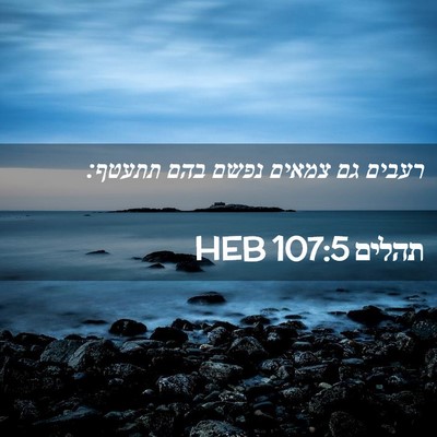 Picture 02 - תהלים 107:5 HEB - רעבים גם צמאים נפשם בהם - Bible Verse Picture