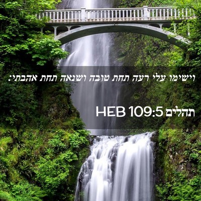 Picture 02 - תהלים 109:5 HEB - וישימו עלי רעה תחת טובה - Bible Verse Picture