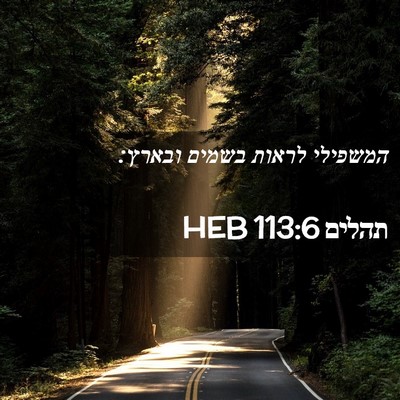 Picture 02 - תהלים 113:6 HEB - המשפילי לראות בשמים - Bible Verse Picture