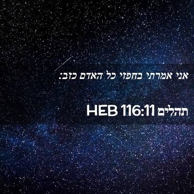 Picture 02 - תהלים 116:11 HEB - אני אמרתי בחפזי כל האדם - Bible Verse Picture