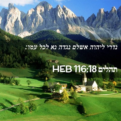 Picture 02 - תהלים 116:18 HEB - נדרי ליהוה אשלם נגדה נא לכל - Bible Verse Picture