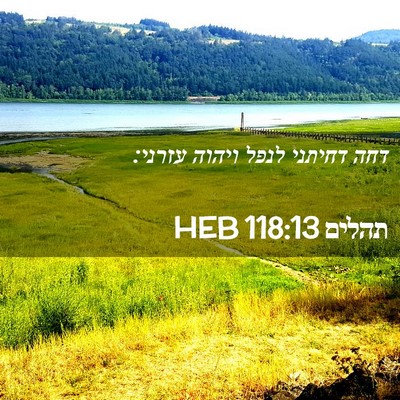 Picture 02 - תהלים 118:13 HEB - דחה דחיתני לנפל ויהוה - Bible Verse Picture