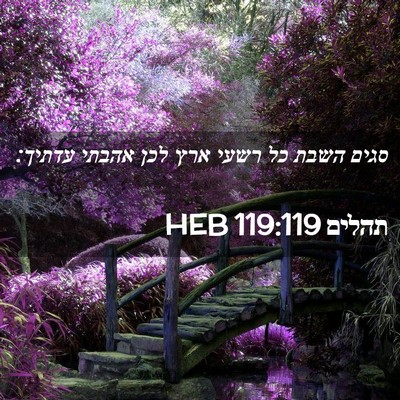 Picture 02 - תהלים 119:119 HEB - סגים השבת כל רשעי ארץ לכן - Bible Verse Picture