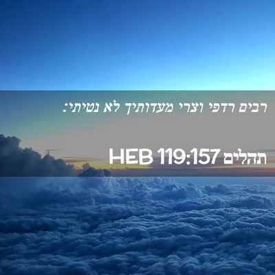 Picture 02 - תהלים 119:157 HEB - רבים רדפי וצרי מעדותיך לא - Bible Verse Picture