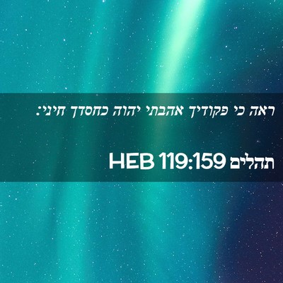 Picture 02 - תהלים 119:159 HEB - ראה כי פקודיך אהבתי יהוה - Bible Verse Picture