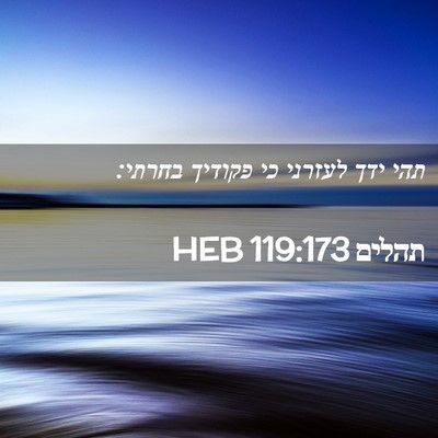 Picture 02 - תהלים 119:173 HEB - תהי ידך לעזרני כי פקודיך - Bible Verse Picture