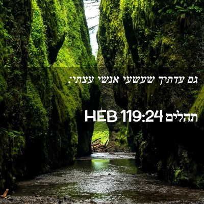 Picture 02 - תהלים 119:24 HEB - גם עדתיך שעשעי אנשי - Bible Verse Picture