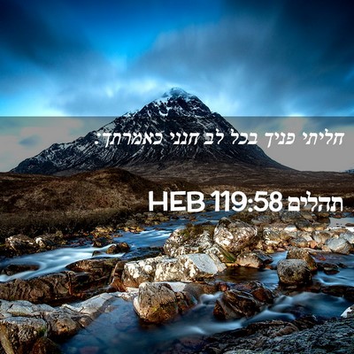Picture 02 - תהלים 119:58 HEB - חליתי פניך בכל לב חנני - Bible Verse Picture
