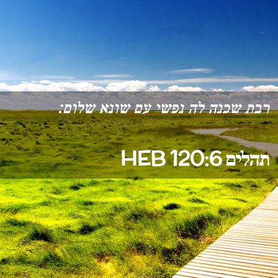 Picture 02 - תהלים 120:6 HEB - רבת שכנה לה נפשי עם שונא - Bible Verse Picture