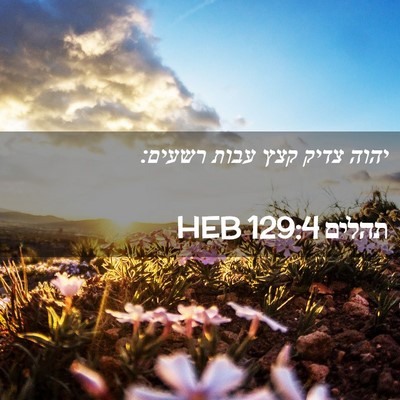 Picture 02 - תהלים 129:4 HEB - יהוה צדיק קצץ עבות - Bible Verse Picture