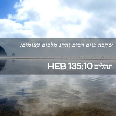 Picture 02 - תהלים 135:10 HEB - שהכה גוים רבים והרג מלכים - Bible Verse Picture