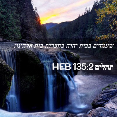 Picture 02 - תהלים 135:2 HEB - שעמדים בבית יהוה בחצרות - Bible Verse Picture