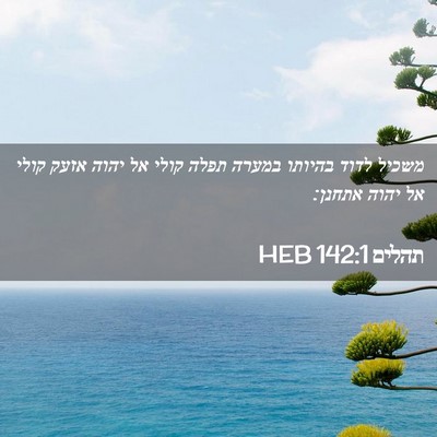 Picture 02 - תהלים 142:1 HEB - משכיל לדוד בהיותו במערה - Bible Verse Picture