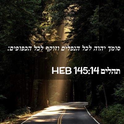 Picture 02 - תהלים 145:14 HEB - סומך יהוה לכל הנפלים וזוקף - Bible Verse Picture