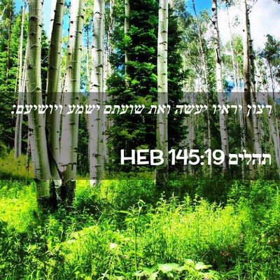 Picture 02 - תהלים 145:19 HEB - רצון יראיו יעשה ואת שועתם - Bible Verse Picture