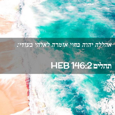 Picture 02 - תהלים 146:2 HEB - אהללה יהוה בחיי אזמרה - Bible Verse Picture