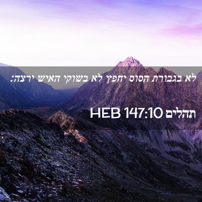 Picture 02 - תהלים 147:10 HEB - לא בגבורת הסוס יחפץ לא - Bible Verse Picture