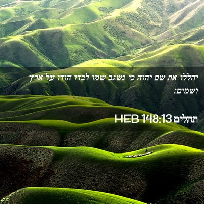 Picture 02 - תהלים 148:13 HEB - יהללו את שם יהוה כי נשגב - Bible Verse Picture