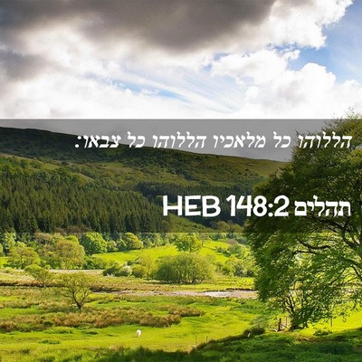 Picture 02 - תהלים 148:2 HEB - הללוהו כל מלאכיו הללוהו כל - Bible Verse Picture