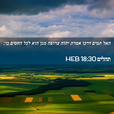Picture 02 - תהלים 18:30 HEB - האל תמים דרכו אמרת יהוה - Bible Verse Picture