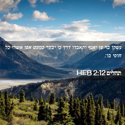Picture 02 - תהלים 2:12 HEB - נשקו בר פן יאנף ותאבדו דרך - Bible Verse Picture