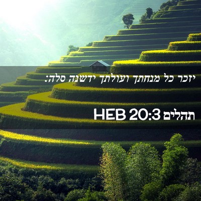 Picture 02 - תהלים 20:3 HEB - יזכר כל מנחתך ועולתך ידשנה - Bible Verse Picture