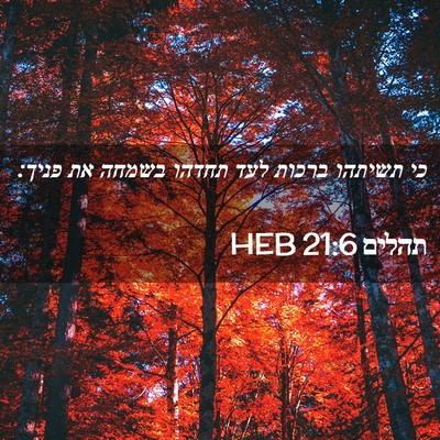 Picture 02 - תהלים 21:6 HEB - כי תשיתהו ברכות לעד תחדהו - Bible Verse Picture