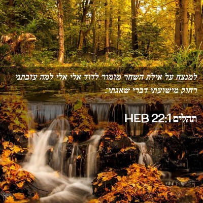 Picture 02 - תהלים 22:1 HEB - למנצח על אילת השחר מזמור - Bible Verse Picture