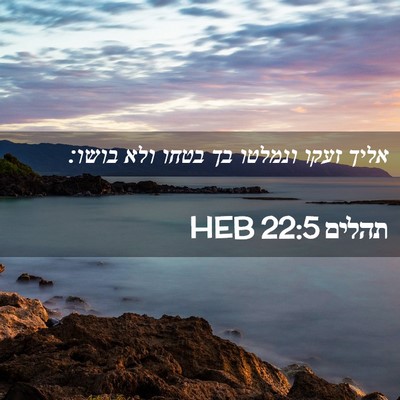 Picture 02 - תהלים 22:5 HEB - אליך זעקו ונמלטו בך בטחו - Bible Verse Picture