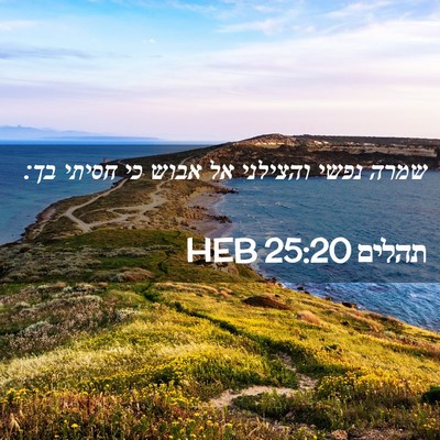 Picture 02 - תהלים 25:20 HEB - שמרה נפשי והצילני אל אבוש - Bible Verse Picture