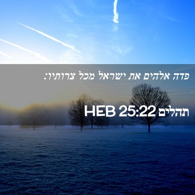 Picture 02 - תהלים 25:22 HEB - פדה אלהים את ישראל מכל - Bible Verse Picture