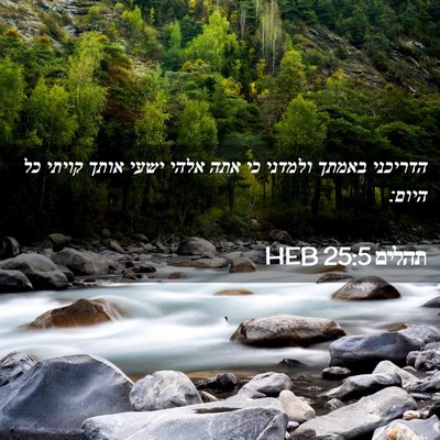 Picture 02 - תהלים 25:5 HEB - הדריכני באמתך ולמדני כי - Bible Verse Picture