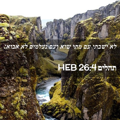 Picture 02 - תהלים 26:4 HEB - לא ישבתי עם מתי שוא ועם - Bible Verse Picture
