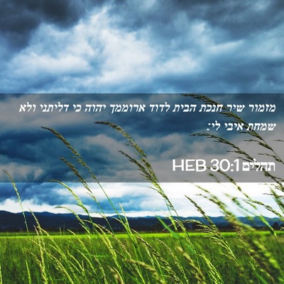 Picture 02 - תהלים 30:1 HEB - מזמור שיר חנכת הבית לדוד - Bible Verse Picture