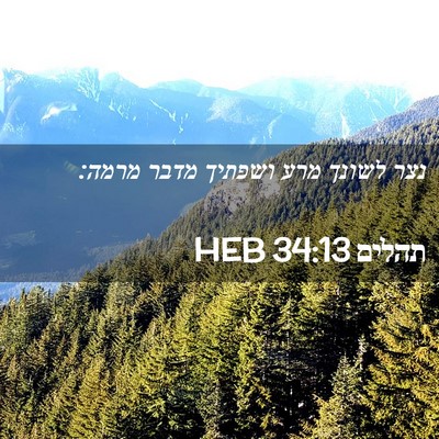 Picture 02 - תהלים 34:13 HEB - נצר לשונך מרע ושפתיך מדבר - Bible Verse Picture