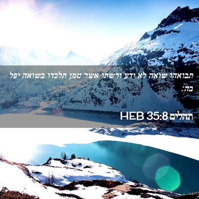 Picture 02 - תהלים 35:8 HEB - תבואהו שואה לא ידע ורשתו - Bible Verse Picture