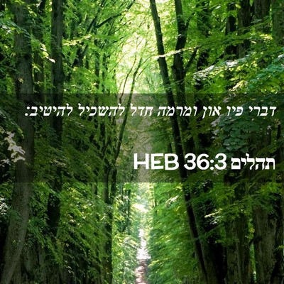 Picture 02 - תהלים 36:3 HEB - דברי פיו און ומרמה חדל - Bible Verse Picture