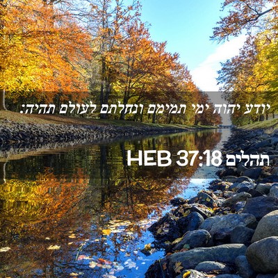 Picture 02 - תהלים 37:18 HEB - יודע יהוה ימי תמימם ונחלתם - Bible Verse Picture